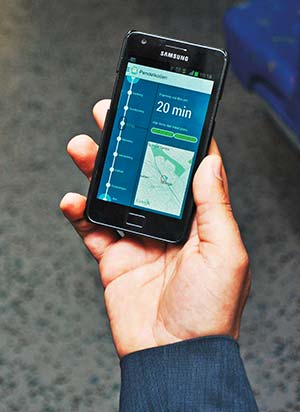 Alstomin käyttäjäsovellus antaa matkustajille mahdollisuuden seurata junien kulkua omasta älypuhelimesta. Kännykästä näkee saapumisaikojen lisäksi myös missä vaunussa on eniten tilaa.